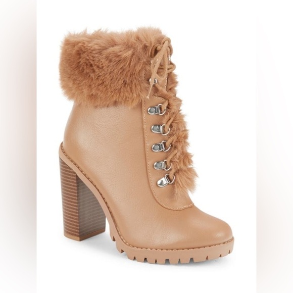 Pelica Faux Fur Block Heel Booties - Picture 1 of 10